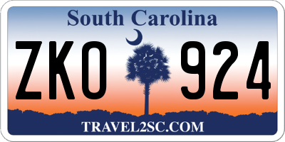 SC license plate ZKO924