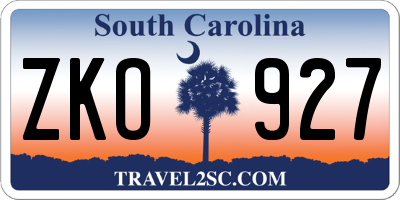 SC license plate ZKO927