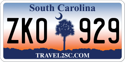SC license plate ZKO929