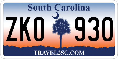 SC license plate ZKO930