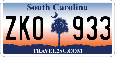 SC license plate ZKO933