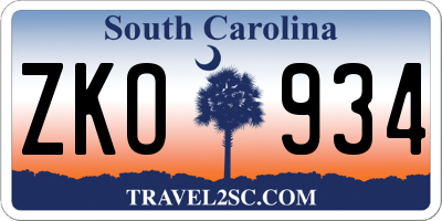 SC license plate ZKO934