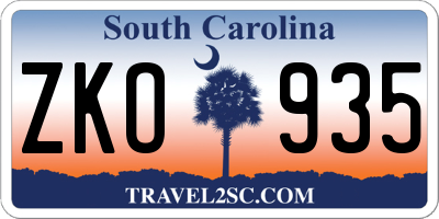 SC license plate ZKO935
