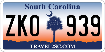 SC license plate ZKO939