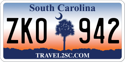 SC license plate ZKO942