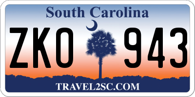 SC license plate ZKO943