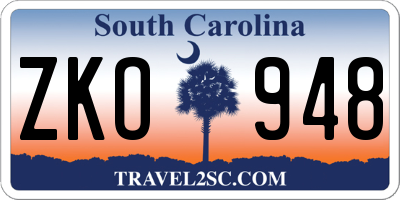 SC license plate ZKO948