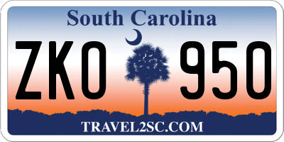 SC license plate ZKO950