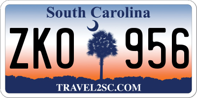 SC license plate ZKO956