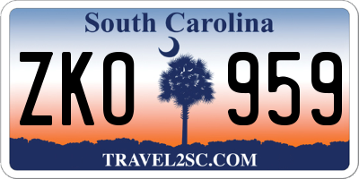 SC license plate ZKO959