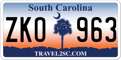 SC license plate ZKO963
