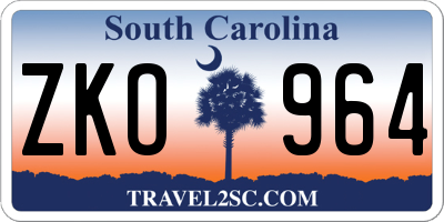 SC license plate ZKO964