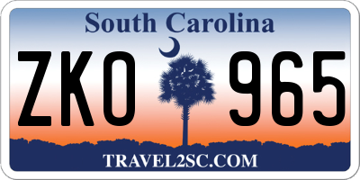 SC license plate ZKO965