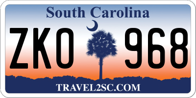 SC license plate ZKO968