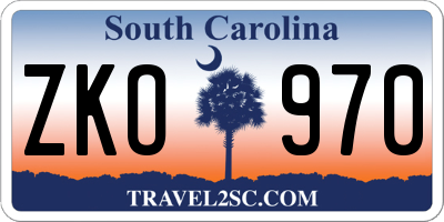 SC license plate ZKO970