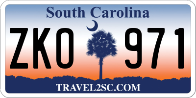 SC license plate ZKO971