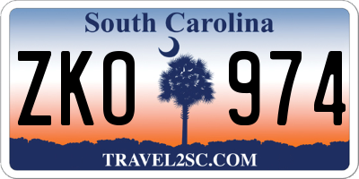 SC license plate ZKO974