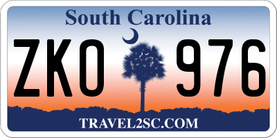 SC license plate ZKO976