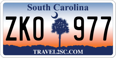 SC license plate ZKO977