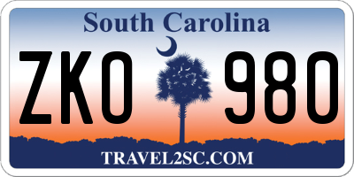 SC license plate ZKO980