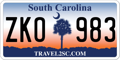 SC license plate ZKO983