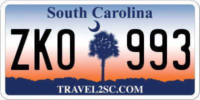 SC license plate ZKO993
