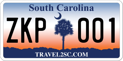 SC license plate ZKP001