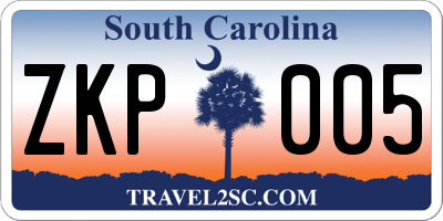 SC license plate ZKP005