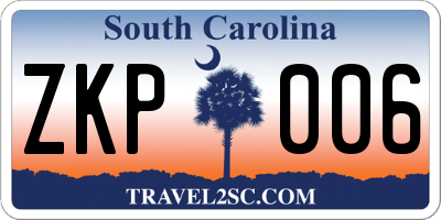 SC license plate ZKP006