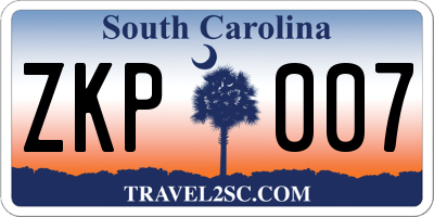 SC license plate ZKP007