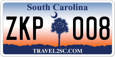 SC license plate ZKP008