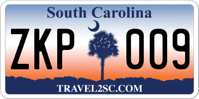 SC license plate ZKP009