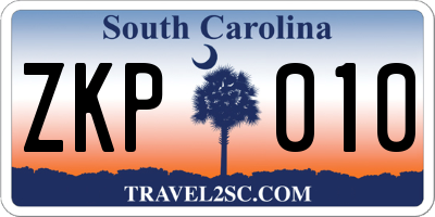 SC license plate ZKP010