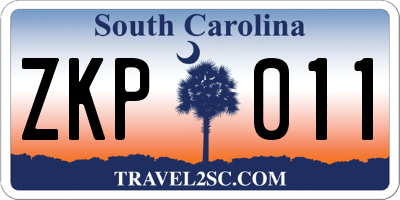 SC license plate ZKP011