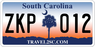 SC license plate ZKP012