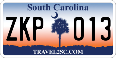 SC license plate ZKP013