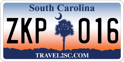 SC license plate ZKP016