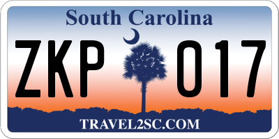 SC license plate ZKP017