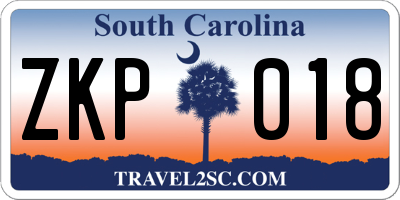 SC license plate ZKP018