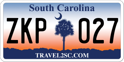 SC license plate ZKP027