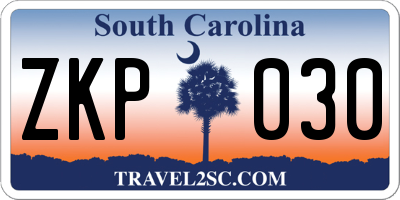 SC license plate ZKP030