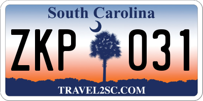 SC license plate ZKP031