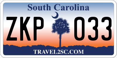 SC license plate ZKP033