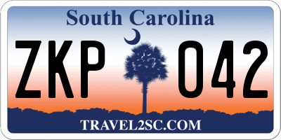 SC license plate ZKP042