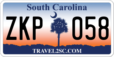 SC license plate ZKP058