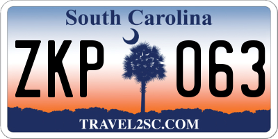 SC license plate ZKP063