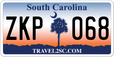 SC license plate ZKP068
