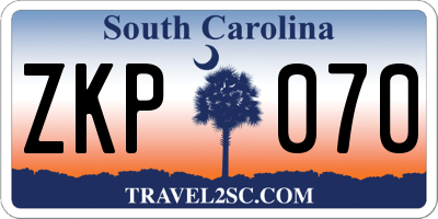 SC license plate ZKP070