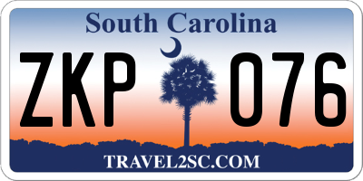 SC license plate ZKP076