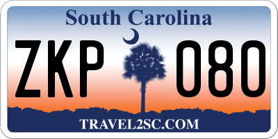 SC license plate ZKP080